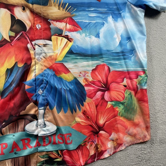 Colorful All Over Print Shirt Men 3XL Button Up Beach Tropical Hawaiian Casual - Picture 5 of 14